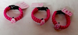Breast Cancer Awareness Parachute Bracelets Dark Pink 3ea 21E - £6.21 GBP