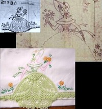 Southern Belle - Crinoline Lady pillowcase crochet & embroidery pattern mo2113   - $5.00