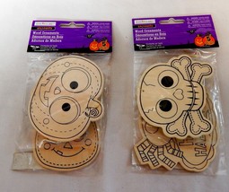 Halloween Wood Ornaments by Creatology 4+ 10pc 3&quot; x 4&quot; Pumpkin &amp; Skull 47F - £5.43 GBP