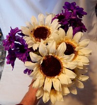 Ashland Fall Bushes Decor Picks Stems Fillers Purple/Wt Flowers 3ea 16&quot; ... - $5.89