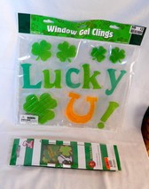 Happy St. Patricks Day Peanuts Garden Flag 12&quot; x 18&quot; Window Gel Clings Luck 49H - £6.30 GBP