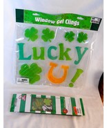 Happy St. Patricks Day Peanuts Garden Flag 12&quot; x 18&quot; Window Gel Clings L... - £6.20 GBP