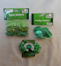 Happy St. Patricks Day Accessories Foam Stickers Lucky Coins Hair Ribbon... - $7.89