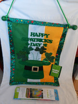 Happy St. Patricks Day Hanging Banner 19&quot; x 14&quot; In Wind Garden Flag 12&quot; ... - £6.30 GBP