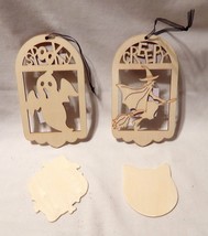 Halloween Wooden Lazer Tags &amp; Simple Shapes Crafts 5 1/2&quot;x3 1/2&quot; Witch Ghost 47N - £4.70 GBP