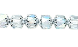 8mm Cathedral, Lt Blue AB w Apollo Silver, Czech Glass Beads, 25 fire polish - £5.97 GBP