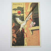 Postcard Congratulations Antique 1907 Adolph Selige Stork &amp; Baby Birth Announce - £7.95 GBP