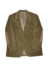 Vintage Bryden &amp; Pearce Corduroy Jacket Mens 46 Olive Blazer Coat Leather Trim - £37.45 GBP