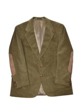 Vintage Bryden &amp; Pearce Corduroy Jacket Mens 46 Olive Blazer Coat Leathe... - £36.16 GBP