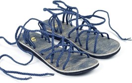 Handmade Leather Womens Strappy Sandals, Beach Sandals, Flats Slides Sandals - £24.08 GBP+