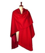 Red elegant Cape,wrap or shawl, Babyalpaca wool fabric - £235.81 GBP