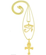 Eye of Ra With Ankh Egyptian Necklace Set 24 &amp; 30 Inch Box Chain Djed of... - $616.26 MXN