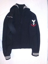 1987 Vintage Usn Navy Sailor Black Jumper Cracker Jack Uniform Blouse Jacket 38R - £63.44 GBP