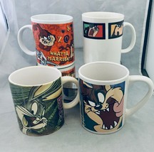 Looney Tunes lot of 4 VTG 90’S mugs Tasmanian Devil &amp; bugs bunny Warner Bros - £10.29 GBP