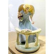 Vintage Angel Figurine on Balcony with Flowers Members Mark 2005 Hand Painted - £35.40 GBP