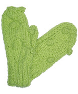 Spring Green Hand Knit Mittens - £9.59 GBP
