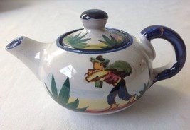 Vintage FCA Peru Pottery Miniature Teapot Hand Painted Peruvian Farmer H... - £21.19 GBP