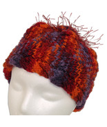 Red &#39;n Orange &#39;n Purple Child&#39;s  Hand Knit Hat - £16.78 GBP