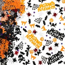 Halloween Party Table Confetti Glitter Pumpkin Spider Web Bat Plastic Co... - £10.56 GBP