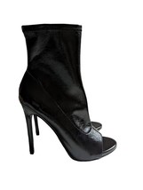 Steve Madden Elettra Black Patent Stiletto Heel Peep Toe Booties Size 10 NWOB - £27.69 GBP