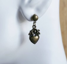 Bronze Heart Half Ball Stud Earrings G104 - £7.11 GBP