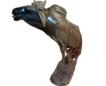 Vtg Cow Horn Carved Longhorn Steer Bull on Rock - £39.62 GBP