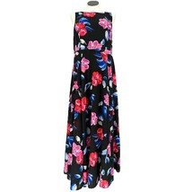 Torrid 18 Maxi Dress Black Floral Georgette Sleeveless High Neck Back Zip NWT - £30.37 GBP