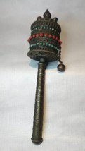Antique Asian Silver metal and Coral Turquoise Prayer Wheel - £237.13 GBP