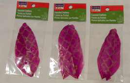 Art Minds Stenciled Feathers Embellishment 3pks Of 2ea Total 6 Purple &amp; ... - £4.69 GBP