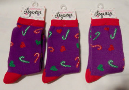 Christmas Everything Legwear Novelty Socks Girls Size 9 to 3 3pr Candy Canes 27D - £7.58 GBP