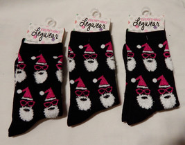Christmas Everything Legwear Novelty Socks Girls Size 9 to 3 3pr Cool Santa 27E - £7.58 GBP