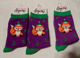 Christmas Everything Legwear Novelty Socks Girls Size 9 to 3 3pr The Fox... - $9.49