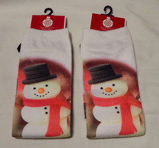 Christmas Socks Ladies Size ShopKo 9 to 11 2pr Snowman 30C - $7.49