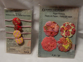 Poetic Wanderlust Hair Bands 1&quot; &amp; Paper Flowers 2&quot; 8 Total items 59V - $5.91