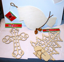 Christmas Michaels Art minds Laser Cut Wood Ornaments Tree Cross Cardina... - £6.21 GBP