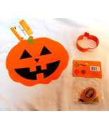 Halloween Celebrate It Silicone Pumpkin Trivet 9&quot; &amp; Treat Toppers Cookie... - $9.89