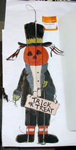 Halloween Wood Scarecrow By Celebrate It 16&quot; Tall x 6&quot; Wide Harvest Hang... - $7.88