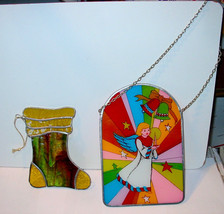 Christmas Stained Glass Angel &amp; Stocking 8&quot; x 6&quot; &amp; 5 1/2&quot; x 4&quot; 13B - $8.86