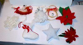 Christmas Mix Lot Vintage Ornaments USA Bell Bird Star 8ea 1950&#39;s 2S - £7.37 GBP