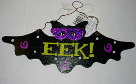 Halloween Wooden Wall Sign By Celebrate It EEK Bat 10&quot; x 4&quot; 47Q - $4.93