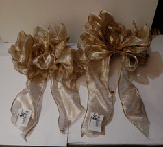 Big Wedding Glitter Bows Michaels Stores 12&quot;x 9&quot; Gold on White 2ea Handc... - £6.18 GBP