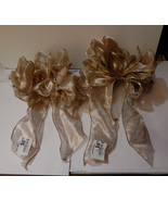 Big Wedding Glitter Bows Michaels Stores 12&quot;x 9&quot; Gold on White 2ea Handc... - £6.18 GBP