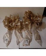 Big Wedding Glitter Bows Michaels Stores 12&quot;x 9&quot; Gold on White 2ea Handc... - $10.72 CAD