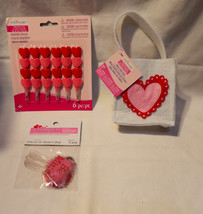 Creatology Valentine&#39;s Day Mini Felt Tote Stackable Pencils Treat Toppers 32O - £6.20 GBP