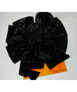 Halloween Bow Black Glitter Celebrate It 12&quot; x  9&quot; Wired Bendable Decor 39Q - $3.94