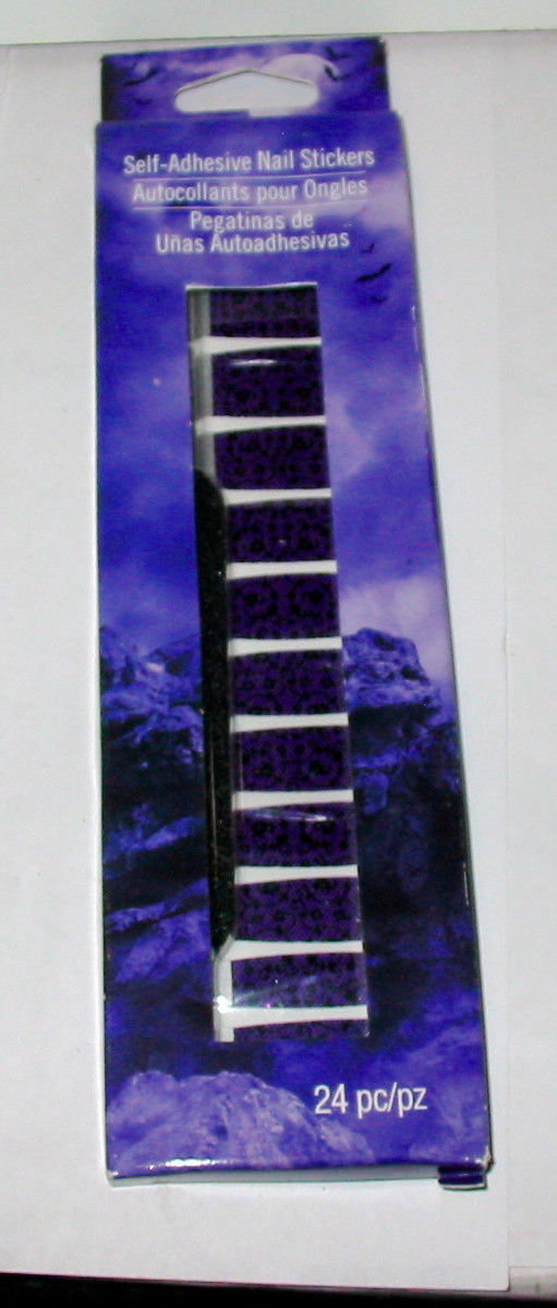 Halloween Self Adhesive Nail Stickers Purple Color 24ea Peel and Stick 45L - $3.93