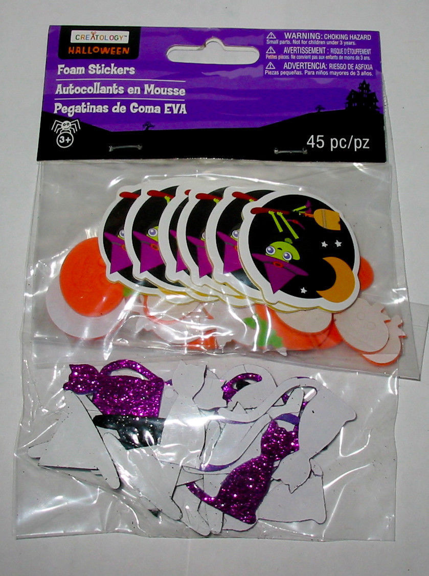 Halloween Foam Stickers Creatology 45pc Witch Pumpkins Cats Hats 41C - $3.95