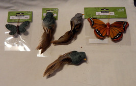 Ashland Burlap Birds &amp; Glitter Butterflies 5&quot; &amp; 3&quot; Feathers Birds 1 1/2&quot;... - £6.26 GBP
