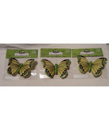 Ashland Feather &amp; Glitter Butterflies 4 1/2&quot; x  3&quot; With Clip On 3ea 18W - £4.64 GBP
