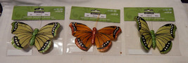Ashland Feather &amp; Glitter Butterflies 4 1/2&quot; x  3&quot; With Clips On 3ea 18X - £4.70 GBP